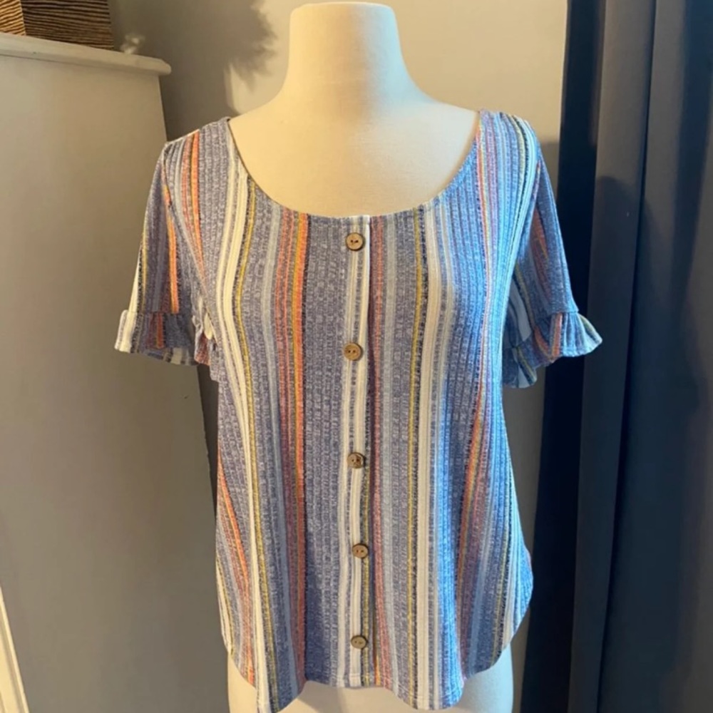Ladies W5 Retro flare short sleeve top